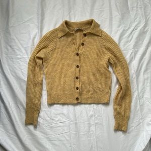 Everlane mohair cardigan yellow